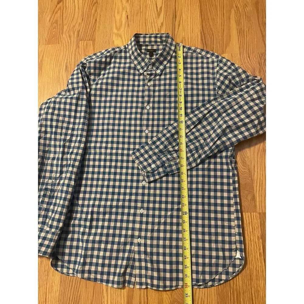 J.CREW Long Sleeve XL Blue Check Button Down‎ Cotton Shirt